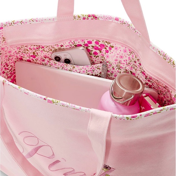 Limited Edition & Sold Out — PINK Floral Embroidered Tote Bag - Picture 2 of 3